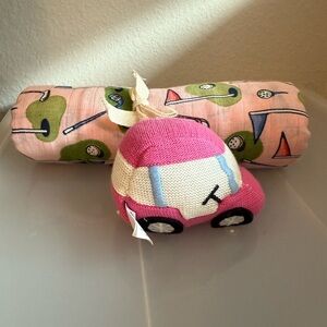 Baby pink golf muslin blanket & toy